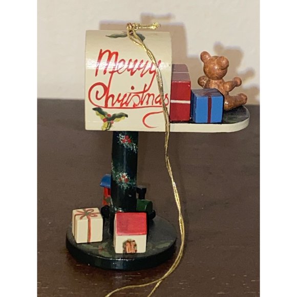 Vintage Merry Christmas Mailbox Train & Presents Kathe Wohlfahrt Hand Painted - Picture 3 of 5